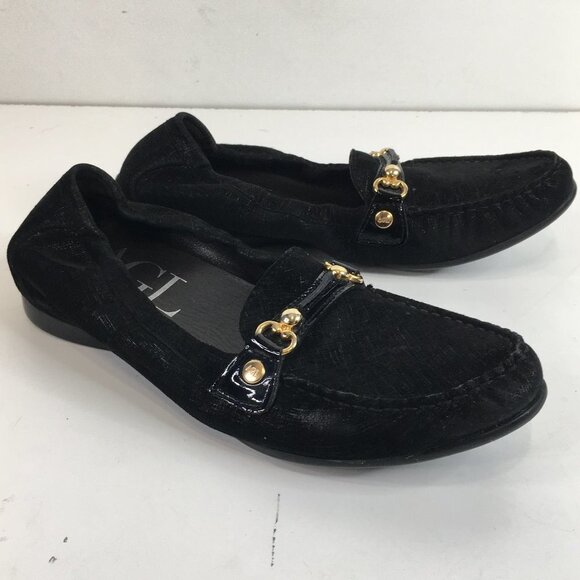 AGL Attilo Giusti Leombruni Horsebit Black Leather Slip On Loafer Size 37.5 - Picture 2 of 8